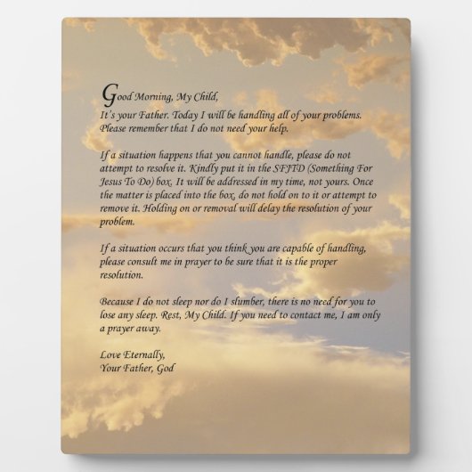 Gottesbrief Fotoplatte (Vorderseite)