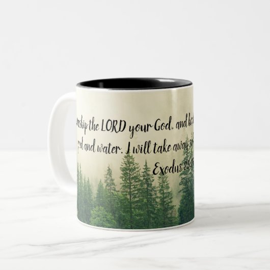 Gottesdienst - Exodus 23:25 Zweifarbige Tasse (Vorderseite Links)