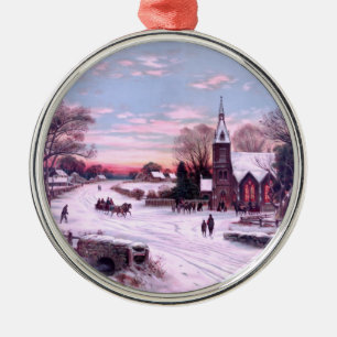 Gottesdienst Heiligabend Morgen Ornament Aus Metall