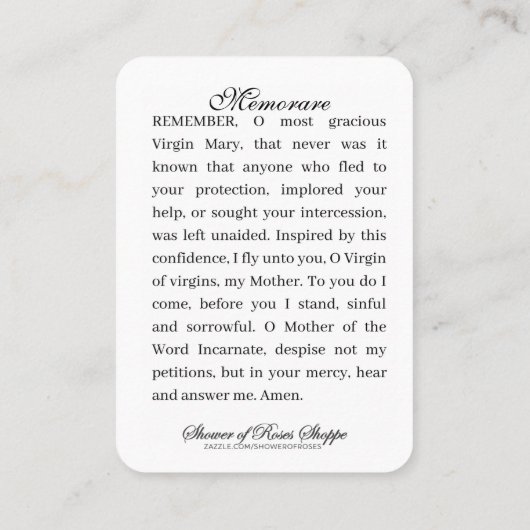 Gottesdienst Jungfrau Maria Katholische Gebetsküns Platzkarte (Rückseite)