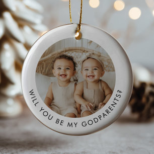 Gotteseltern-Foto-Antrag Mädchen Junge Zwillinge Keramik Ornament