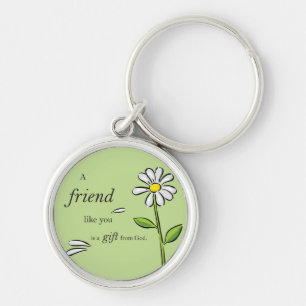 Gottesgeschenk Freund, Gänseblümchen auf Grün, Rel Schlüsselanhänger