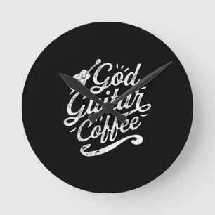 Gottesgitarre Kaffeemusik Lover Christlich Runde Wanduhr