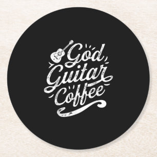 Gottesgitarre Kaffeemusik Lover Christlich Runder Pappuntersetzer