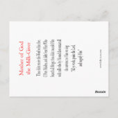 Gottesmutter die Milk-Giver-Gebetskarte Postkarte (Rückseite)