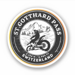 Gotthard-Pass Schweiz-Alpen Motorradtour Aufkleber
