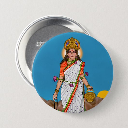 Göttin Brahmacharini Knopf Button (Vorne & Hinten)