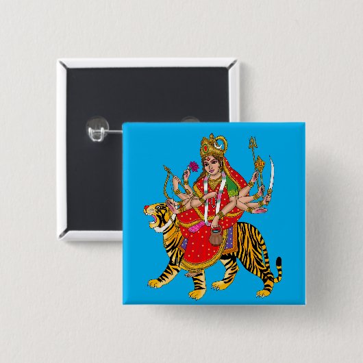 Göttin Chandraghanta Knopf Button (Vorne & Hinten)