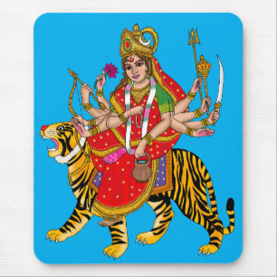 Göttin Chandraghanta Wanduhr Mousepad