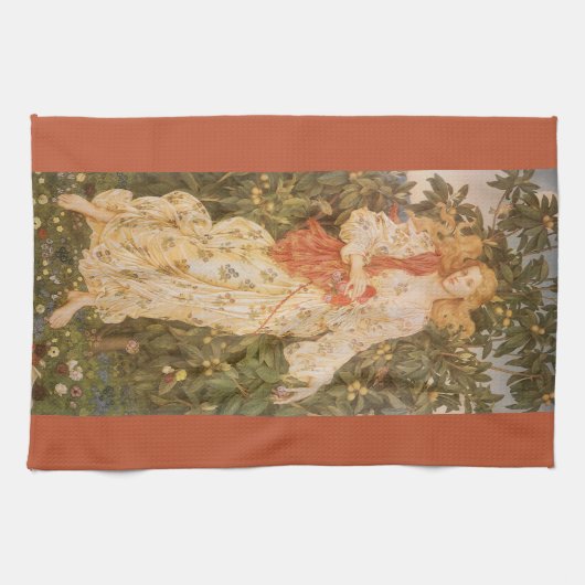 Göttin der Blüten und Blume, Flora von Morgan Geschirrtuch (Horizontal)