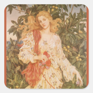 Göttin der Blüten und Blumen, Flora von Morgan Quadratischer Aufkleber