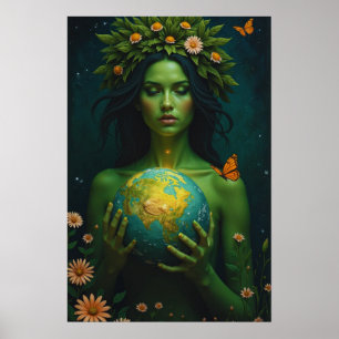 Göttin der Erde - Naturschutz Fantasy Art Poster