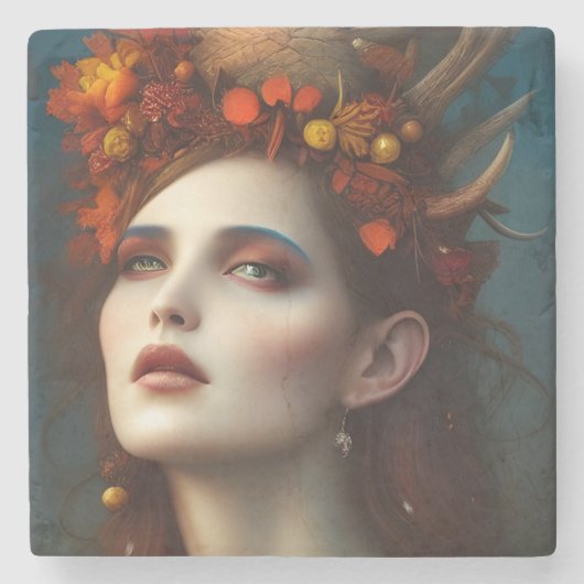 Göttin der Erntefantasie Steinuntersetzer (Vorderseite)