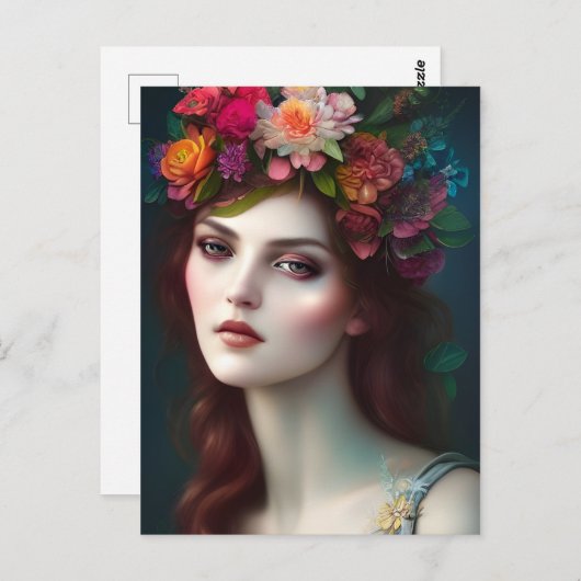 Göttin der Liebe Portrait der Atemberaubenden Blum Postkarte (Vorne/Hinten)