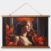 Göttin der Sonne Art Deco Romantischer Glamour Wandteppich Mit Holzrahmen (Vorne)