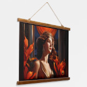 Göttin der Sonne Art Deco Romantischer Glamour Wandteppich Mit Holzrahmen (Gewinkelt)