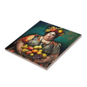 "Göttin der Überindulgenz" Farbportrait Fliese (Seite)