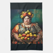 "Göttin der Überindulgenz" Farbportrait Geschirrtuch (Vertikal)