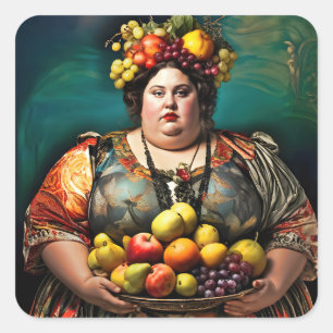 "Göttin der Überindulgenz" Farbportrait Quadratischer Aufkleber