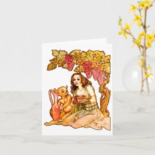 Göttin der Weinnotecard Karte (Gelbe Blume)