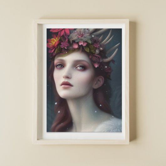 Göttin der Winterfantasy-Floralportrait Poster