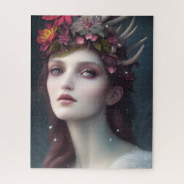 Göttin der Winterfantasy-Floralportrait Puzzle