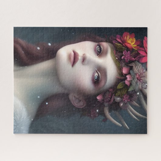 Göttin der Winterfantasy-Floralportrait Puzzle (Horizontal)