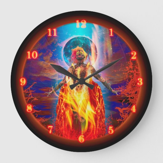 Göttin des Feuers PELE LUNA MELTDOWN Große Wanduhr (Vorderseite)