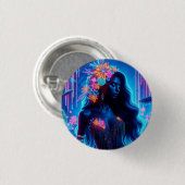 Göttin des Lichneons glühende Forest Fantasy Art Button (Vorne & Hinten)