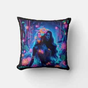 Göttin des Lichneons glühende Forest Fantasy Art Kissen