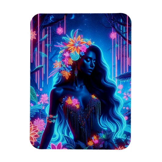 Göttin des Lichneons glühende Forest Fantasy Art Magnet (Vertikal)