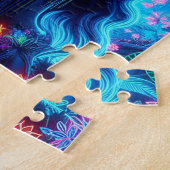 Göttin des Lichneons glühende Forest Fantasy Art Puzzle (Seite)
