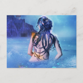 Göttin des Meeres und Nachtpostkarte Postkarte