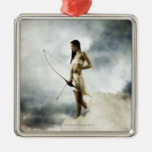 Göttin Diana mit Pfeil und Bogen Ornament Aus Metall