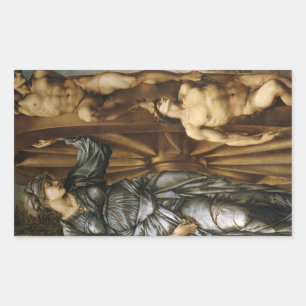 Göttin, die das Glücksrad dreht (Burne-Jones) Rechteckiger Aufkleber