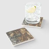 Göttin, die das Glücksrad dreht (Burne-Jones) Steinuntersetzer (Seitenansicht)