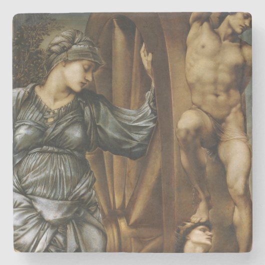 Göttin, die das Glücksrad dreht (Burne-Jones) Steinuntersetzer (Vorderseite)