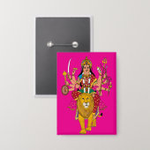 Göttin Durga Button – Göttliche Hindu-Devi Spiritu (Vorderseite/Rückseite)