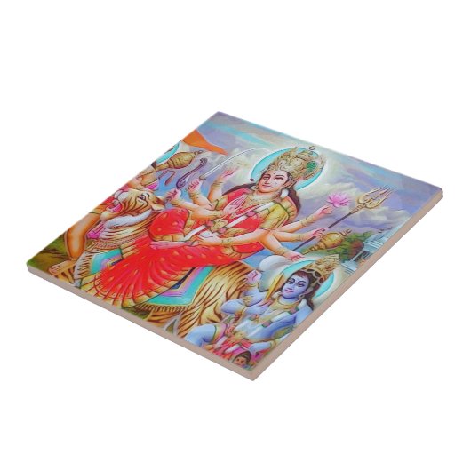 Göttin Durga Ji Malerei Fliese (Seite)
