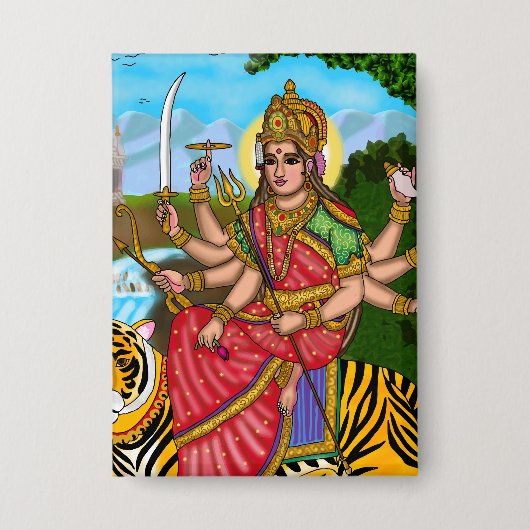 Göttin Durga Knopf Button (Vorderseite)