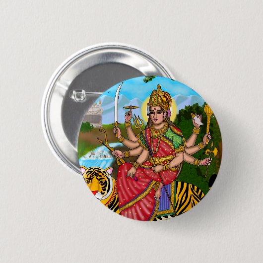 Göttin Durga Knopf Button (Vorne & Hinten)