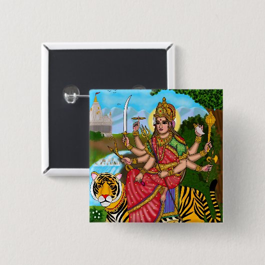 Göttin Durga Knopf Button (Vorne & Hinten)