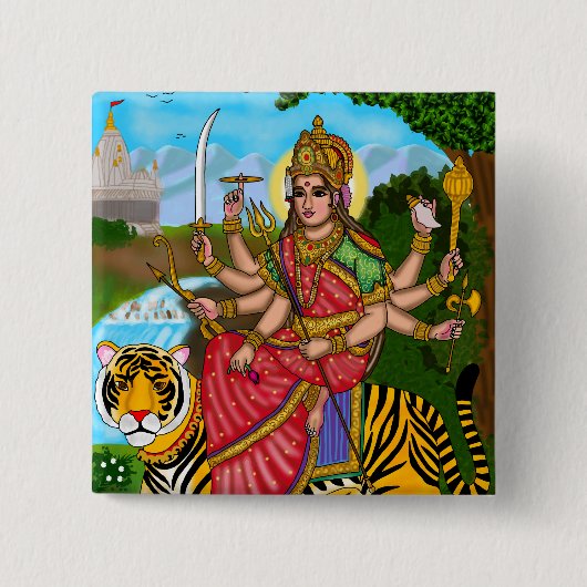 Göttin Durga Knopf Button (Vorderseite)