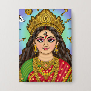 Göttin Durga Knopf Button