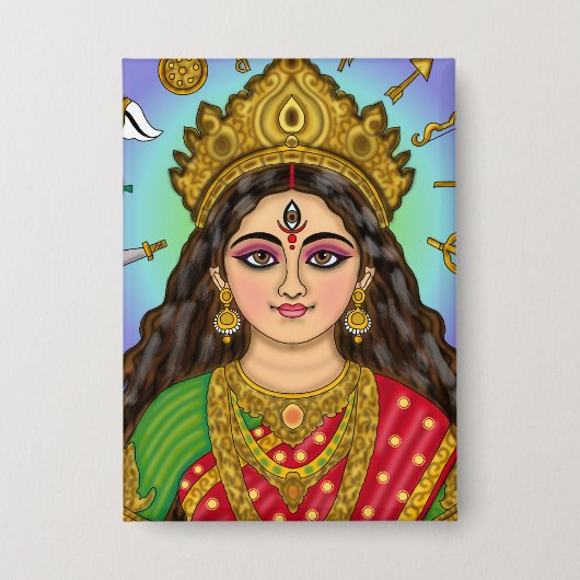 Göttin Durga Knopf Button (Vorderseite)