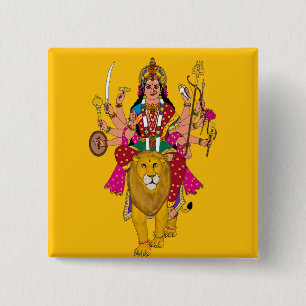 Göttin Durga Knopf – Göttliche Hindu-Devi Spiritua Button