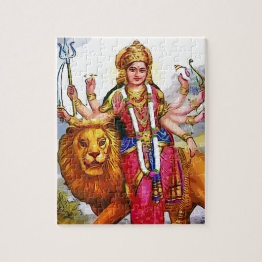 Göttin Durga mit Löwe-Malerei Puzzle (Vertikal)