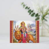 Göttin Durga mit Löwenmalerei Postkarte (Stehend Vorderseite)