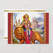 Göttin Durga mit Löwenmalerei Postkarte (Vorne/Hinten)