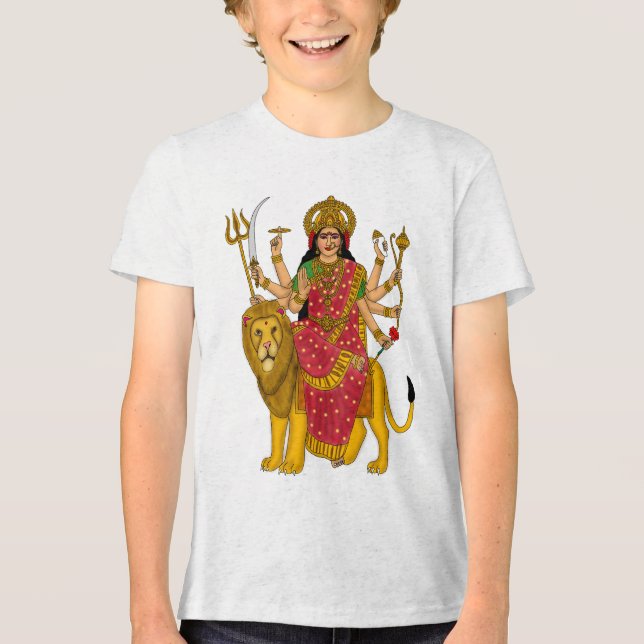 Göttin Durga T-Shirt Tri-Blend Shirt (Vorderseite)